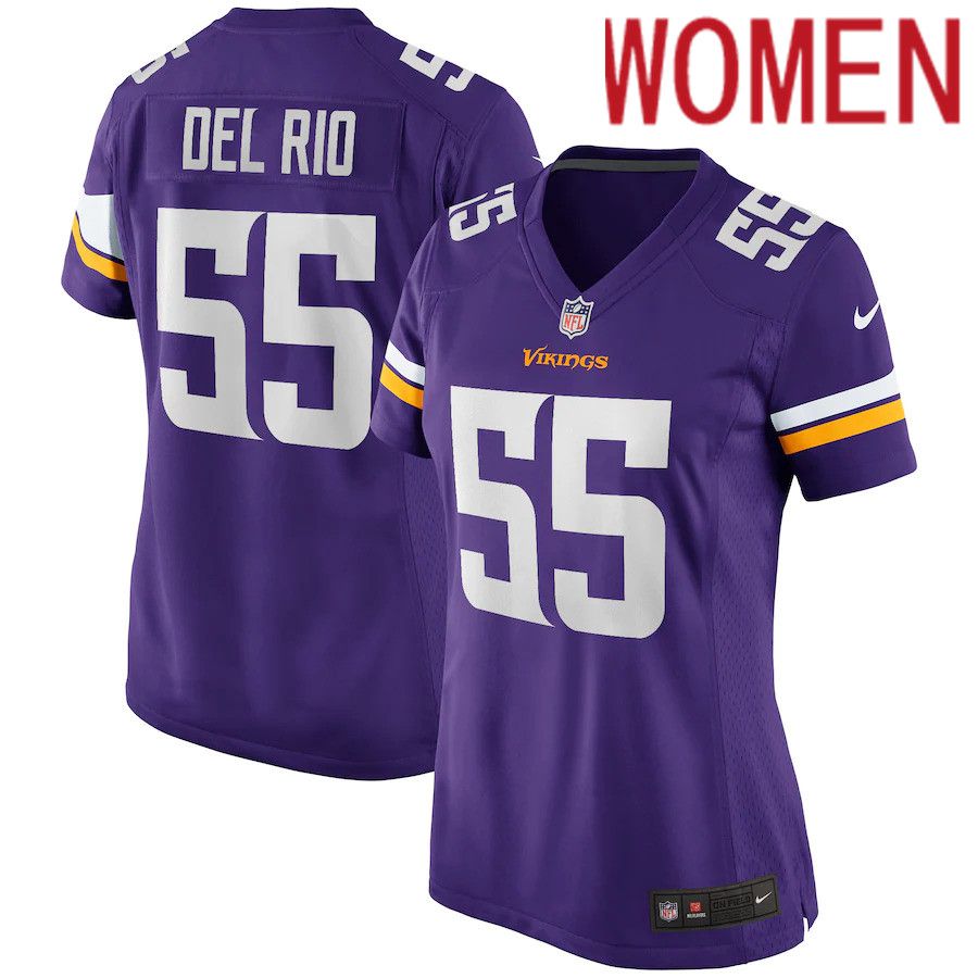 Women Minnesota Vikings 55 Jack Del Rio Nike Purple Game Retired Player NFL Jersey